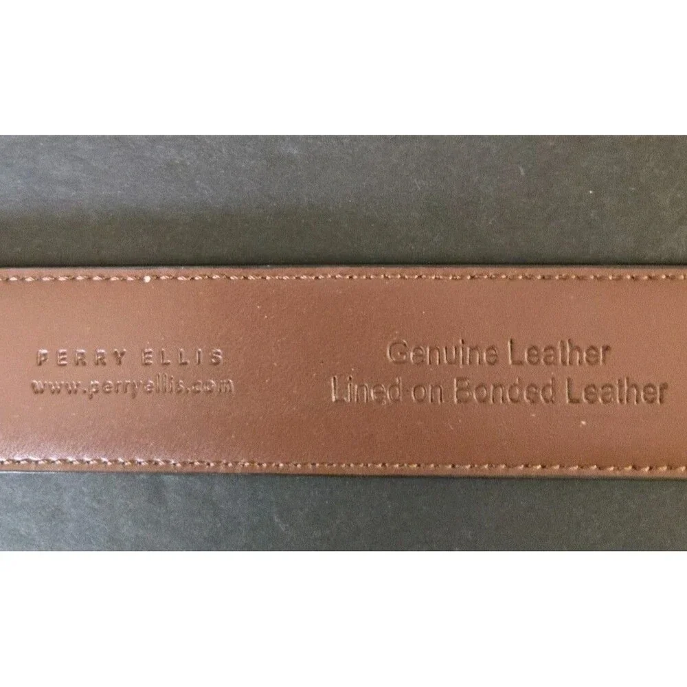 Perry Ellis Portfolio Brown Leather Belt, Genuine Leather, Size 42/105 LP32051